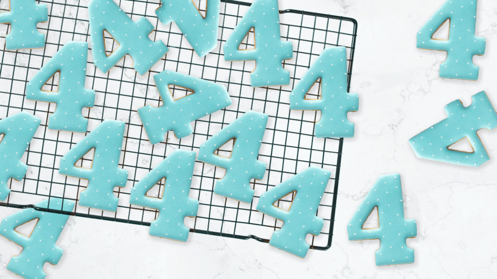 cookies shaped like the number 4